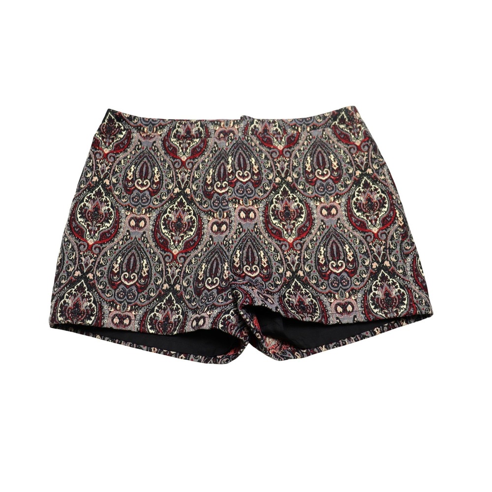 Jack by BB Dakota Paisley Tapestry Shorts Metallic Brocade Red Black Gold Size 8